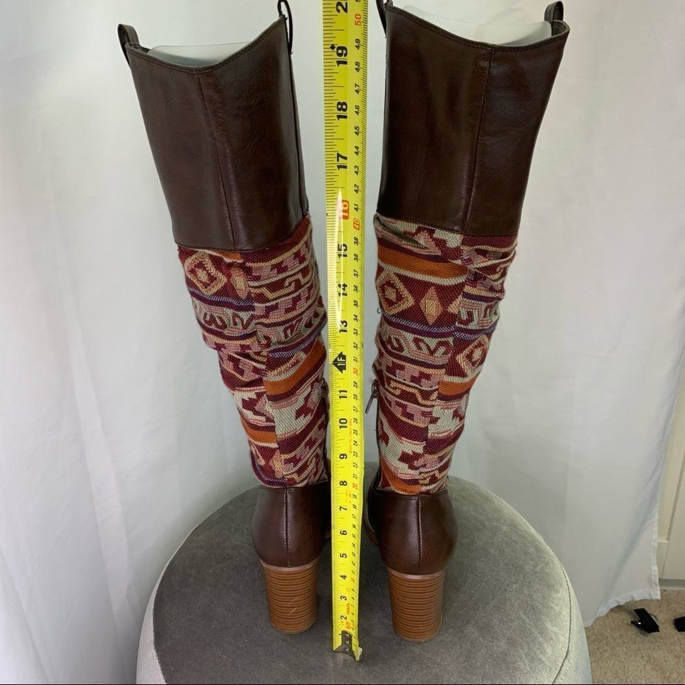 Brown Patterned Knee-High Boots - Picture 6 of 10